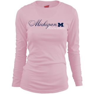 MJ Soffe Girls Michigan Wolverines Long Sleeve T Shirt   Soft Pink   Size