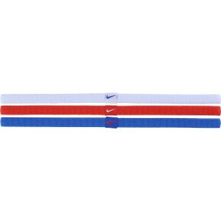 NIKE USA Large Elastic Hair Bands   3 Pack, White/red/blue