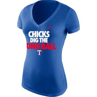NIKE Womens Texas Rangers Chicks Dig The Long Ball Short Sleeve T Shirt  