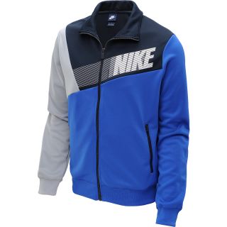 NIKE Mens Colorblocked Full Zip Track Jacket   Size Small, Dk.obsidian/grey