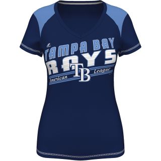 MAJESTIC ATHLETIC Womens Tampa Bay Rays Superior Speed V Neck T Shirt   Size