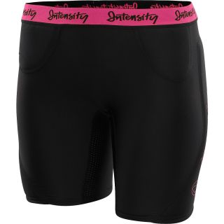INTENSITY Juniors Solid Slider Shorts   Size Small, Black/pink