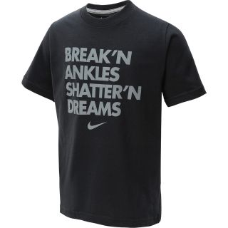 NIKE Boys Basketball Text Short Sleeve T Shirt   Size Large, Black/grey