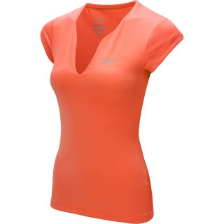 NIKE Womens Pure Short Sleeve Tennis Shirt   Size Small, Turf Orange/silver