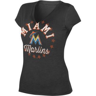 G III Womens Miami Marlins Lead Off V Neck T Shirt   Size Xl