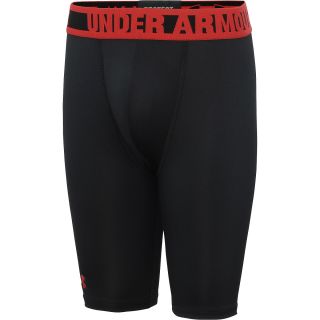 UNDER ARMOUR Boys HeatGear Sonic Fitted 7 inch Shorts   Size Large, Black/red
