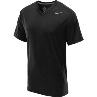 NIKE Mens Legend V Neck Short Sleeve T Shirt   Size Large, Black/silver
