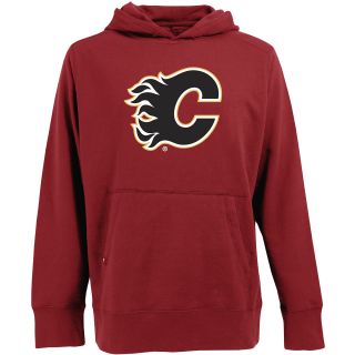 Antigua Mens Calgary Flames Signature Hood Applique Pullover Sweatshirt   Size