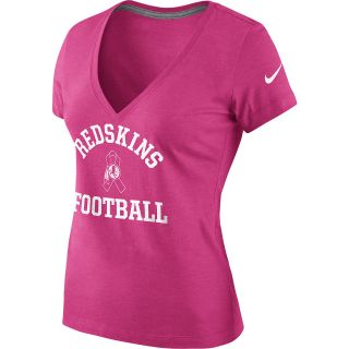 NIKE Womens Washington Redskins Breast Cancer Awareness V Neck T Shirt   Size