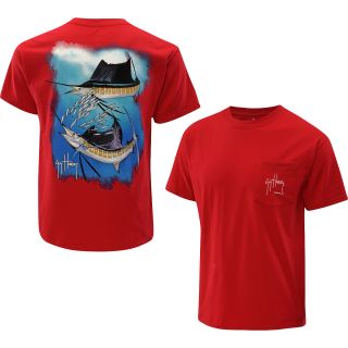 GUY HARVEY Mens Sailfish Spiral Short Sleeve T Shirt   Size Xl, Red