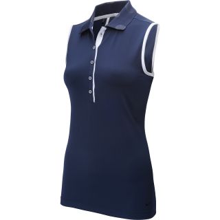 NIKE Womens Dot Collar Sleeveless Golf Polo   Size Large, Obsidian/white