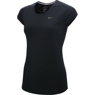 NIKE Womens Racer Short Sleeve Top   Size Small, Black/reflective Silver