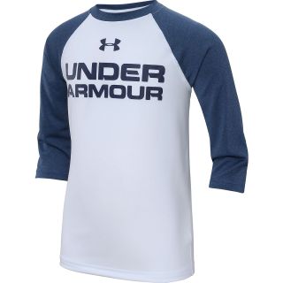 UNDER ARMOUR Boys UA Tech Baseball 3/4 Sleeve T Shirt   Size Xl, White/jean