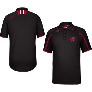 adidas Mens Wisconsin Badgers Sideline Black Polo Shirt   Size Small, Black