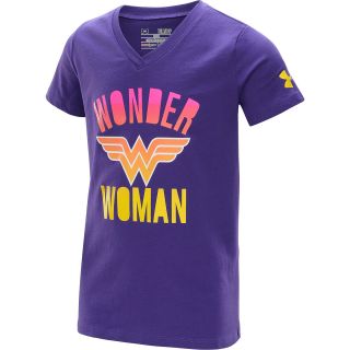 UNDER ARMOUR Girls Alter Ego Wonder Woman V Neck Short Sleeve T Shirt   Size