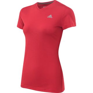 adidas Womens Ultimate V Neck Short Sleeve T Shirt   Size Large, Pink/silver