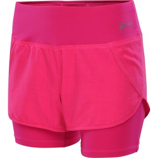 ASICS Womens Pure 2 N 1 Shorts   Size Small, Pink Glo