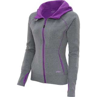 ASICS Womens Thisbe Full Zip Running Jacket   Size XS/Extra Small, Grey/purple