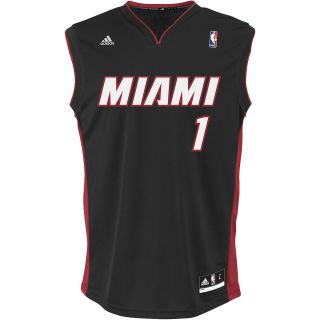 adidas Mens Miami Heat Chris Bosh Replica Road Jersey   Size Medium, Black