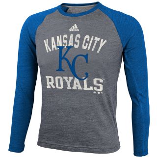adidas Youth Kansas City Royals Heathered Raglan Long Sleeve T Shirt   Size