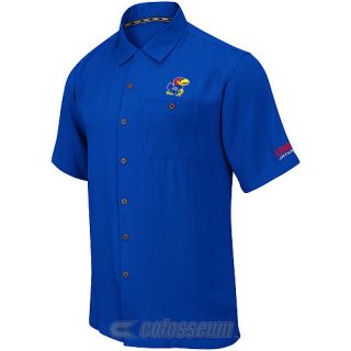 COLOSSEUM Mens Kansas Jayhawks Button Up Camp Shirt   Size 2xl, Royal