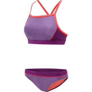 SPEEDO Womens Heathered Clip Back Two Piece Swimsuit   Size 14, Vivid Violet