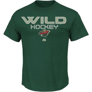 MAJESTIC ATHLETIC Mens Minnesota Wild 5 Hole Hockey T Shirt   Size Small, Dk.