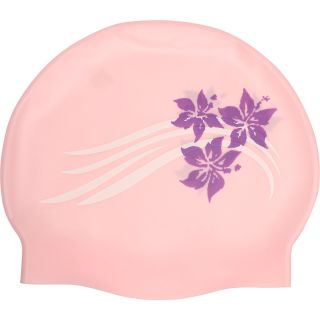 TYR Floral Silicone Swim Cap, Pink