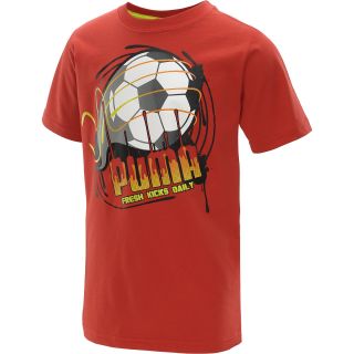 PUMA Boys Vivid Soccer Short Sleeve T Shirt   Size Large, Red