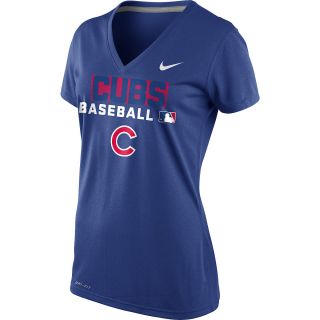 NIKE Womens Chicago Cubs Team Issue Performance Legend Logo V Neck T Shirt  