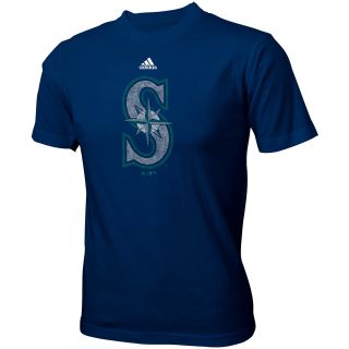 adidas Youth Seattle Mariners Distressed Logo Short Sleeve T Shirt   Size