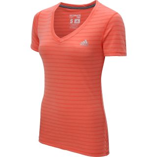 adidas Womens Ultimate V Neck Short Sleeve T Shirt   Size Small, Coral/silver