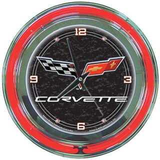 Trademark Global Corvette C6 Neon Clock   14 inch Diameter   Black (GM1400 C6 