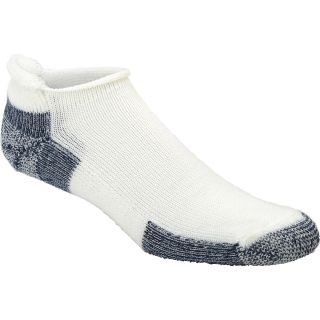 THORLO Mens J Thick Cushion Lo Cut Running Socks   Size Large, White/navy