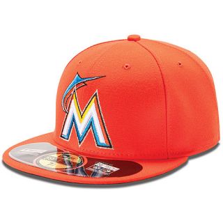 NEW ERA Mens Miami Marlins Authentic Collection Road 59FIFTY Fitted Cap   Size