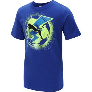 PUMA Boys Soccer Bolt Short Sleeve T Shirt   Size Medium, Blue
