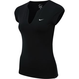NIKE Womens Pure Short Sleeve Tennis Shirt   Size Medium, Black/white