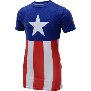 UNDER ARMOUR Boys Alter Ego Captain America Fitted Baselayer Top   Size