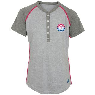 adidas Youth Texas Rangers Base Hit Henley Short Sleeve T Shirt   Size Xl