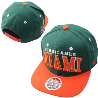 Zephyr Miami Hurricanes Super Star 32/5 Adjustable Hat   Light Forest/Orange