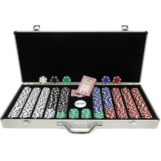 Trademark Global 650 Chip 11.5g Dice Striped Poker Chips with Aluminum Case (10 