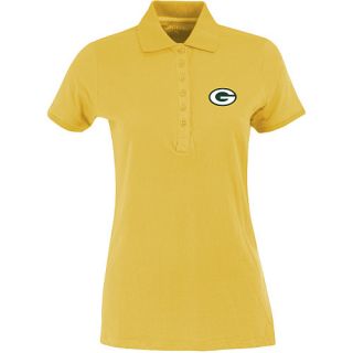 Antigua Womens Green Bay Packers Spark 100% Cotton Washed Jersey 6 Button Polo