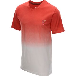NIKE Mens RF V Neck Short Sleeve Tennis T Shirt   Size Small, White/dk Grey