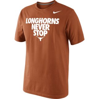 NIKE Mens Texas Longhorns Longhorns Never Stop Verbiage Short Sleeve T Shirt