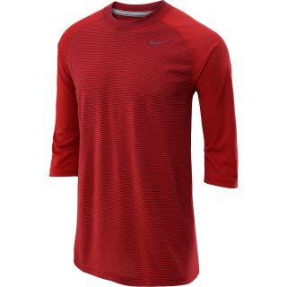 NIKE Mens Dri FIT Touch 3/4 Sleeve Raglan Shirt   Size Large, Gym Red/grey