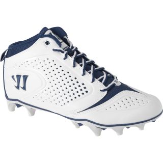 WARRIOR Mens Burn Speed 5.0 Mid Cut Molded Cleats   Size 8.5, White/blue