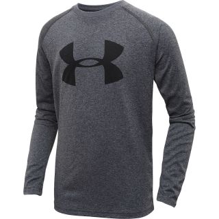 UNDER ARMOUR Boys Big Logo UA Tech Long Sleeve T Shirt   Size Small, Carbon