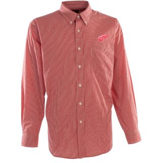 Antigua Mens Detroit Red Wings Focus Cotton/Polyester Woven Mini Check Button
