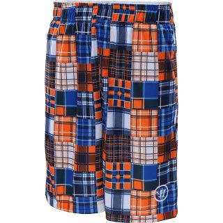 WARRIOR Mens Caddy Madras Lacrosse Shorts   Size Small, Blue/orange
