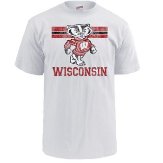 MJ Soffe Mens Wisconsin Badgers T Shirt   Size Medium, Wis Badgers White